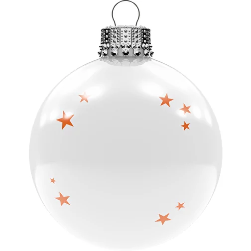 Baubles natalizi medi 66 mm, corona d\'argento, lucidi, Immagine 1