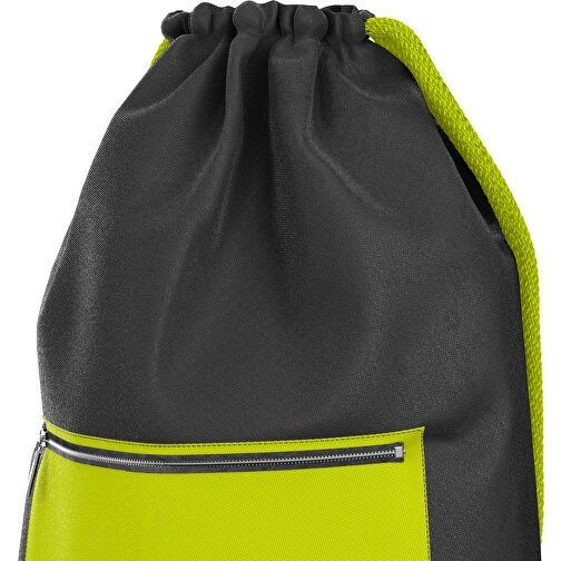 Premium Sportbeutel ColourPrime , limonengrün / schwarz, Sublimation-fabric 200g - Polyester (PU), 33,00cm x 45,00cm (Höhe x Breite), Bild 4