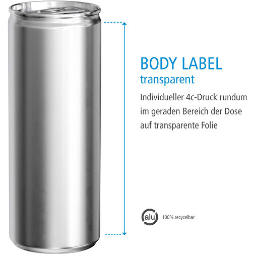 Energy Drink Wassermelone, Body Label Transp. , Aluminium, Folie, 5,30cm x 13,50cm x 5,30cm (Länge x Höhe x Breite), Bild 3