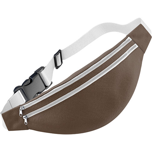 Stylische Gürteltasche Fanny , espressobraun / weiss, Sublimation-fabric 200g - Polyester (PU), 13,00cm x 33,00cm (Höhe x Breite), Bild 1