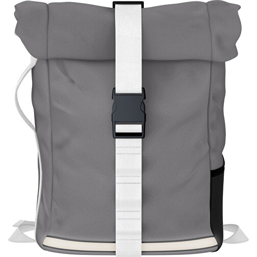 Rolltop Rucksack Comfort , delfingrau / weiss, Sublimation-fabric 200g - Polyester (PU), 29,50cm x 13,00cm x 33,00cm (Länge x Höhe x Breite), Bild 1