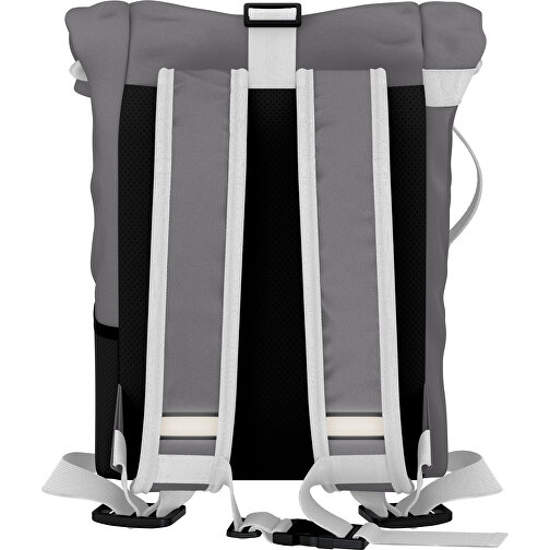 Rolltop Rucksack Comfort , delfingrau / weiss, Sublimation-fabric 200g - Polyester (PU), 29,50cm x 13,00cm x 33,00cm (Länge x Höhe x Breite), Bild 2