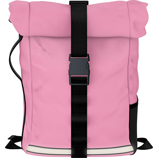 Rolltop Rucksack Comfort , hellpink / schwarz, Sublimation-fabric 200g - Polyester (PU), 29,50cm x 13,00cm x 33,00cm (Länge x Höhe x Breite), Bild 1