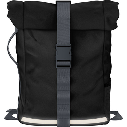 Rolltop Rucksack Comfort , schwarz / asphaltgrau, Sublimation-fabric 200g - Polyester (PU), 29,50cm x 13,00cm x 33,00cm (Länge x Höhe x Breite), Bild 1