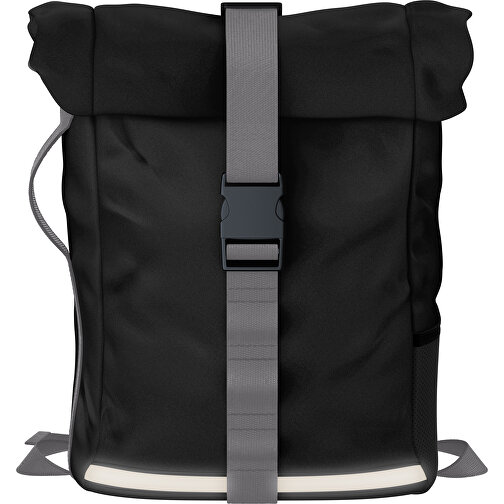 Rolltop Rucksack Comfort , schwarz / delfingrau, Sublimation-fabric 200g - Polyester (PU), 29,50cm x 13,00cm x 33,00cm (Länge x Höhe x Breite), Bild 1