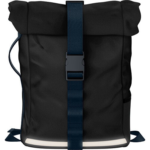 Rolltop Rucksack Comfort , schwarz / heidelbeerblau, Sublimation-fabric 200g - Polyester (PU), 29,50cm x 13,00cm x 33,00cm (Länge x Höhe x Breite), Bild 1