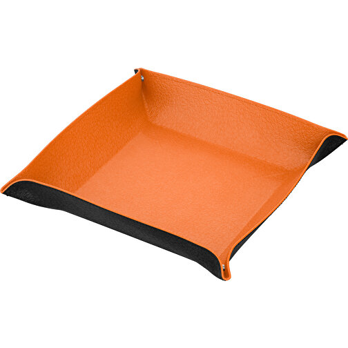 Lederschale Luxor , orange / schwarz, Donato Rindleder, 18,00cm x 4,00cm x 18,00cm (Länge x Höhe x Breite), Bild 1