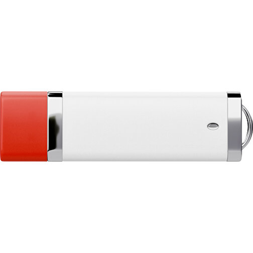 PromoPerfect USB-STICK 2.0 PLASTIK , weiß / rot MB , 8 GB , Gummiplastik, Kunststoff MB , 7,00cm x 0,70cm x 2,00cm (Länge x Höhe x Breite), Bild 2