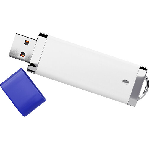 PromoPerfect USB-STICK 2.0 PLASTIK , weiß / blau MB , 8 GB , Gummiplastik, Kunststoff MB , 7,00cm x 0,70cm x 2,00cm (Länge x Höhe x Breite), Bild 1