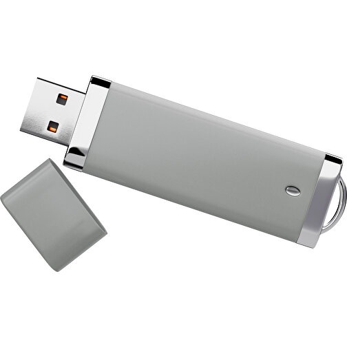 PromoPerfect USB-STICK 2.0 PLASTIK , grau MB , 8 GB , Gummiplastik, Kunststoff MB , 7,00cm x 0,70cm x 2,00cm (Länge x Höhe x Breite), Bild 1