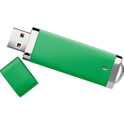 PromoPerfect USB-STICK 2.0 PLASTIK , grün MB , 8 GB , Gummiplastik, Kunststoff MB , 7,00cm x 0,70cm x 2,00cm (Länge x Höhe x Breite), Bild 1