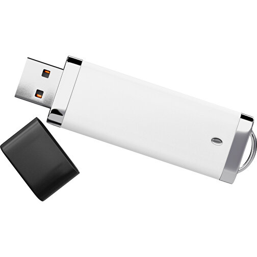 PromoPerfect USB-STICK 2.0 PLASTIK , weiß / schwarz MB , 65 GB , Gummiplastik, Kunststoff MB , 7,00cm x 0,70cm x 2,00cm (Länge x Höhe x Breite), Bild 1