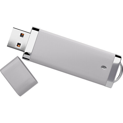 PromoPerfect USB-STICK 2.0 PLASTIK , hellgrau MB , 65 GB , Gummiplastik, Kunststoff MB , 7,00cm x 0,70cm x 2,00cm (Länge x Höhe x Breite), Bild 1