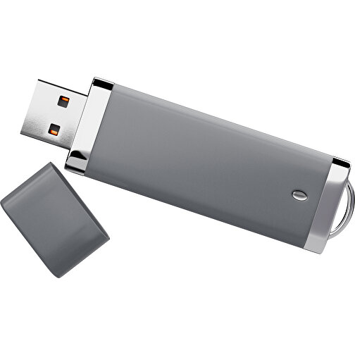 PromoPerfect USB-STICK 2.0 PLASTIK , dunkelgrau MB , 65 GB , Gummiplastik, Kunststoff MB , 7,00cm x 0,70cm x 2,00cm (Länge x Höhe x Breite), Bild 1