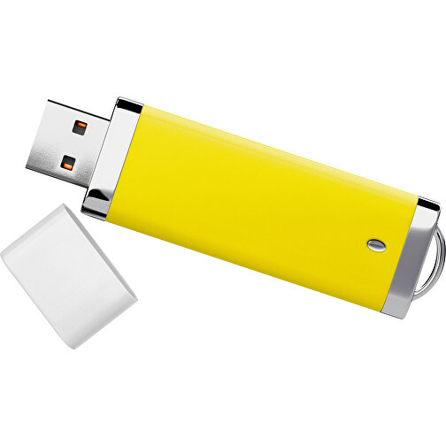 PromoPerfect USB-STICK 2.0 PLASTIK , gelb / weiß MB , 65 GB , Gummiplastik, Kunststoff MB , 7,00cm x 0,70cm x 2,00cm (Länge x Höhe x Breite), Bild 1