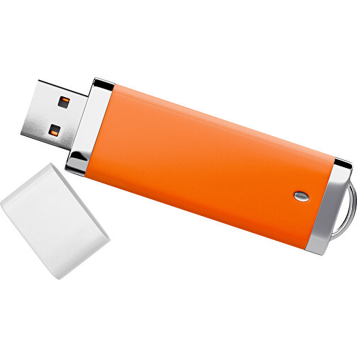 PromoPerfect USB-STICK 2.0 PLASTIK , orange / weiß MB , 65 GB , Gummiplastik, Kunststoff MB , 7,00cm x 0,70cm x 2,00cm (Länge x Höhe x Breite), Bild 1