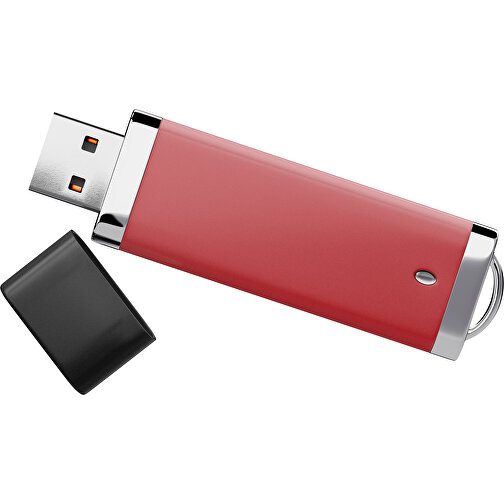 PromoPerfect USB-STICK 2.0 PLASTIK , weinrot / schwarz MB , 4 GB , Gummiplastik, Kunststoff MB , 7,00cm x 0,70cm x 2,00cm (Länge x Höhe x Breite), Bild 1