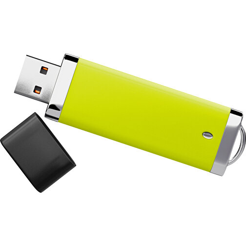 PromoPerfect USB-STICK 2.0 PLASTIK , hellgrün / schwarz MB , 4 GB , Gummiplastik, Kunststoff MB , 7,00cm x 0,70cm x 2,00cm (Länge x Höhe x Breite), Bild 1