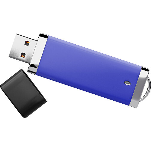 PromoPerfect USB-STICK 2.0 PLASTIK , blau / schwarz MB , 4 GB , Gummiplastik, Kunststoff MB , 7,00cm x 0,70cm x 2,00cm (Länge x Höhe x Breite), Bild 1