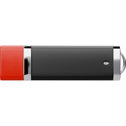 PromoPerfect USB-STICK 2.0 PLASTIK , schwarz / rot MB , 32 GB , Gummiplastik, Kunststoff MB , 7,00cm x 0,70cm x 2,00cm (Länge x Höhe x Breite), Bild 2