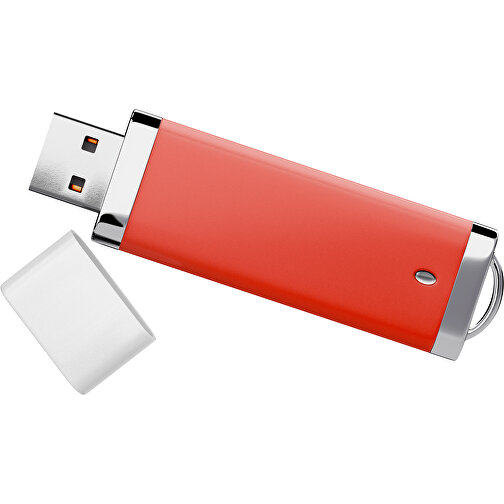 PromoPerfect USB-STICK 2.0 PLASTIK , rot / weiß MB , 32 GB , Gummiplastik, Kunststoff MB , 7,00cm x 0,70cm x 2,00cm (Länge x Höhe x Breite), Bild 1