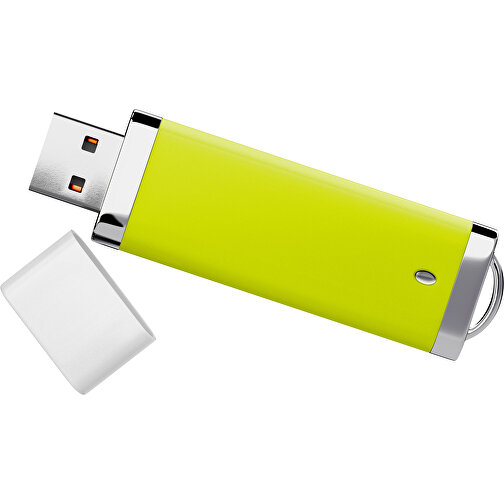 PromoPerfect USB-STICK 2.0 PLASTIK , hellgrün / weiß MB , 32 GB , Gummiplastik, Kunststoff MB , 7,00cm x 0,70cm x 2,00cm (Länge x Höhe x Breite), Bild 1