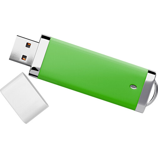 PromoPerfect USB-STICK 2.0 PLASTIK , grasgrün / weiß MB , 32 GB , Gummiplastik, Kunststoff MB , 7,00cm x 0,70cm x 2,00cm (Länge x Höhe x Breite), Bild 1