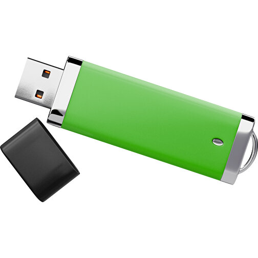 PromoPerfect USB-STICK 2.0 PLASTIK , grasgrün / schwarz MB , 32 GB , Gummiplastik, Kunststoff MB , 7,00cm x 0,70cm x 2,00cm (Länge x Höhe x Breite), Bild 1