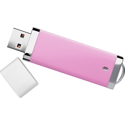 PromoPerfect USB-STICK 2.0 PLASTIK , rosa / weiß MB , 32 GB , Gummiplastik, Kunststoff MB , 7,00cm x 0,70cm x 2,00cm (Länge x Höhe x Breite), Bild 1