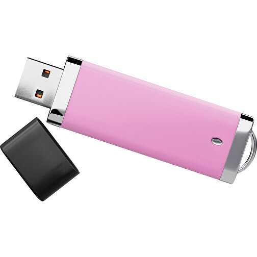 PromoPerfect USB-STICK 2.0 PLASTIK , rosa / schwarz MB , 32 GB , Gummiplastik, Kunststoff MB , 7,00cm x 0,70cm x 2,00cm (Länge x Höhe x Breite), Bild 1