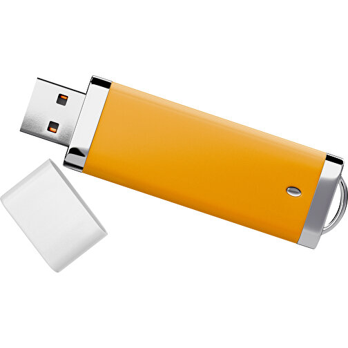 PromoPerfect USB-STICK 2.0 PLASTIK , kürbisorange / weiß MB , 32 GB , Gummiplastik, Kunststoff MB , 7,00cm x 0,70cm x 2,00cm (Länge x Höhe x Breite), Bild 1