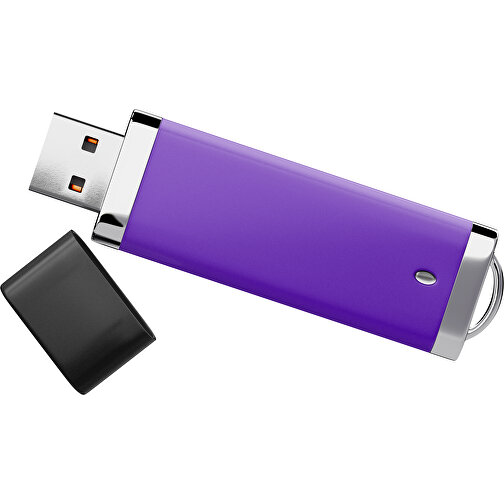 PromoPerfect USB-STICK 2.0 PLASTIK , violet / schwarz MB , 2 GB , Gummiplastik, Kunststoff MB , 7,00cm x 0,70cm x 2,00cm (Länge x Höhe x Breite), Bild 1