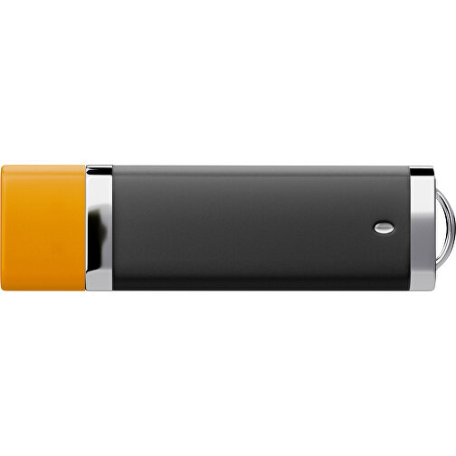 PromoPerfect USB-STICK 2.0 PLASTIK , schwarz / kürbisorange MB , 2 GB , Gummiplastik, Kunststoff MB , 7,00cm x 0,70cm x 2,00cm (Länge x Höhe x Breite), Bild 2