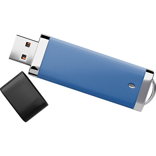 PromoPerfect USB-STICK 2.0 PLASTIK , dunkelblau / schwarz MB , 2 GB , Gummiplastik, Kunststoff MB , 7,00cm x 0,70cm x 2,00cm (Länge x Höhe x Breite), Bild 1