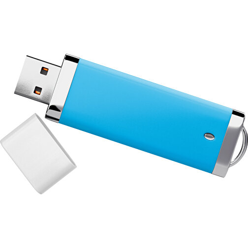 PromoPerfect USB-STICK 2.0 PLASTIK , himmelblau / weiß MB , 2 GB , Gummiplastik, Kunststoff MB , 7,00cm x 0,70cm x 2,00cm (Länge x Höhe x Breite), Bild 1