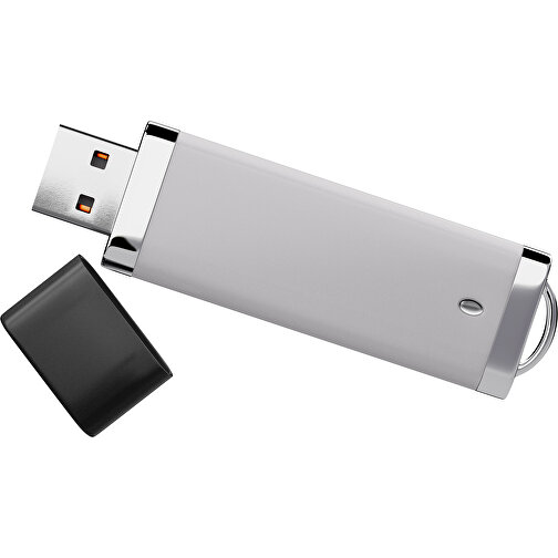 PromoPerfect USB-STICK 2.0 PLASTIK , hellgrau / schwarz MB , 1 GB , Gummiplastik, Kunststoff MB , 7,00cm x 0,70cm x 2,00cm (Länge x Höhe x Breite), Bild 1