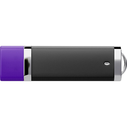 PromoPerfect USB-STICK 2.0 PLASTIK , schwarz / violet MB , 1 GB , Gummiplastik, Kunststoff MB , 7,00cm x 0,70cm x 2,00cm (Länge x Höhe x Breite), Bild 2