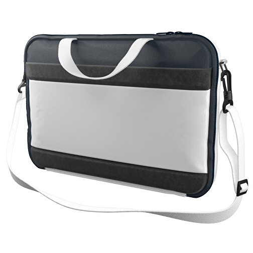 Laptoptasche Stripe , weiss / heidelbeerblau, Sublimation-fabric 200g - Polyester (PU), 36,00cm x 28,00cm x 5,00cm (Länge x Höhe x Breite), Bild 1