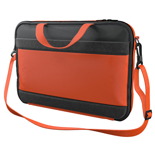 Laptoptasche Stripe , orange / schwarz, Sublimation-fabric 200g - Polyester (PU), 36,00cm x 28,00cm x 5,00cm (Länge x Höhe x Breite), Bild 1