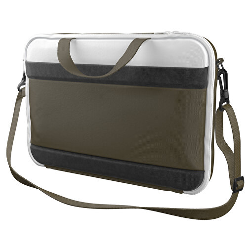 Laptoptasche Stripe , tannengrün / weiss, Sublimation-fabric 200g - Polyester (PU), 36,00cm x 28,00cm x 5,00cm (Länge x Höhe x Breite), Bild 1