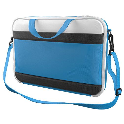 Laptoptasche Stripe , hellblau / weiß, Sublimation-fabric 200g - Polyester (PU), 36,00cm x 28,00cm x 5,00cm (Länge x Höhe x Breite), Bild 1