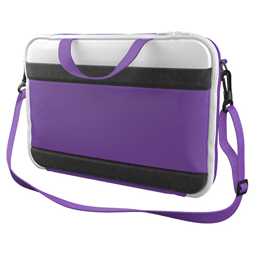 Laptoptasche Stripe , lavendellila / weiss, Sublimation-fabric 200g - Polyester (PU), 36,00cm x 28,00cm x 5,00cm (Länge x Höhe x Breite), Bild 1