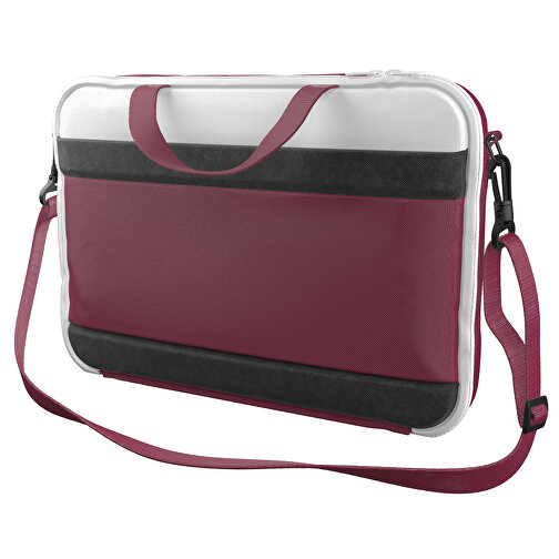 Laptoptasche Stripe , burgunderrot / weiss, Sublimation-fabric 200g - Polyester (PU), 36,00cm x 28,00cm x 5,00cm (Länge x Höhe x Breite), Bild 1