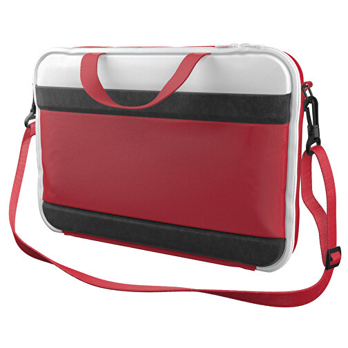 Laptoptasche Stripe , ampelrot / weiss, Sublimation-fabric 200g - Polyester (PU), 36,00cm x 28,00cm x 5,00cm (Länge x Höhe x Breite), Bild 1