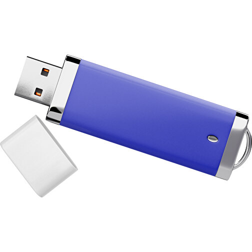 PromoPerfect USB-STICK 2.0 PLASTIK , blau / weiß MB , 1 GB , Gummiplastik, Kunststoff MB , 7,00cm x 0,70cm x 2,00cm (Länge x Höhe x Breite), Bild 1