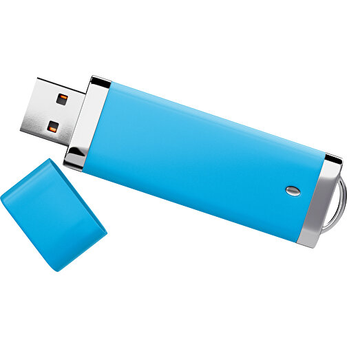 PromoPerfect USB-STICK 2.0 PLASTIK , himmelblau MB , 4 GB , Gummiplastik, Kunststoff MB , 7,00cm x 0,70cm x 2,00cm (Länge x Höhe x Breite), Bild 1