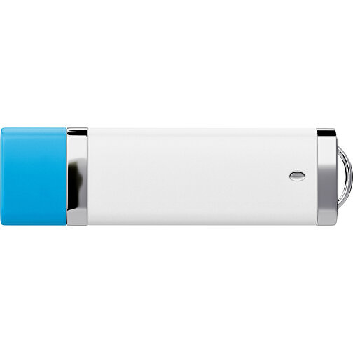 PromoPerfect USB-STICK 2.0 PLASTIK , weiß / himmelblau MB , 32 GB , Gummiplastik, Kunststoff MB , 7,00cm x 0,70cm x 2,00cm (Länge x Höhe x Breite), Bild 2