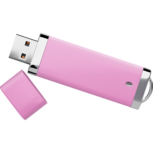 PromoPerfect USB-STICK 2.0 PLASTIK , rosa MB , 32 GB , Gummiplastik, Kunststoff MB , 7,00cm x 0,70cm x 2,00cm (Länge x Höhe x Breite), Bild 1