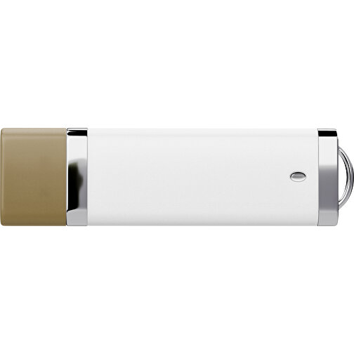 PromoPerfect USB-STICK 2.0 PLASTIK , weiß / gold MB , 2 GB , Gummiplastik, Kunststoff MB , 7,00cm x 0,70cm x 2,00cm (Länge x Höhe x Breite), Bild 2