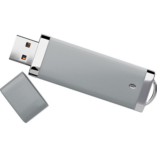 PromoPerfect USB-STICK 2.0 PLASTIK , silber MB , 1 GB , Gummiplastik, Kunststoff MB , 7,00cm x 0,70cm x 2,00cm (Länge x Höhe x Breite), Bild 1